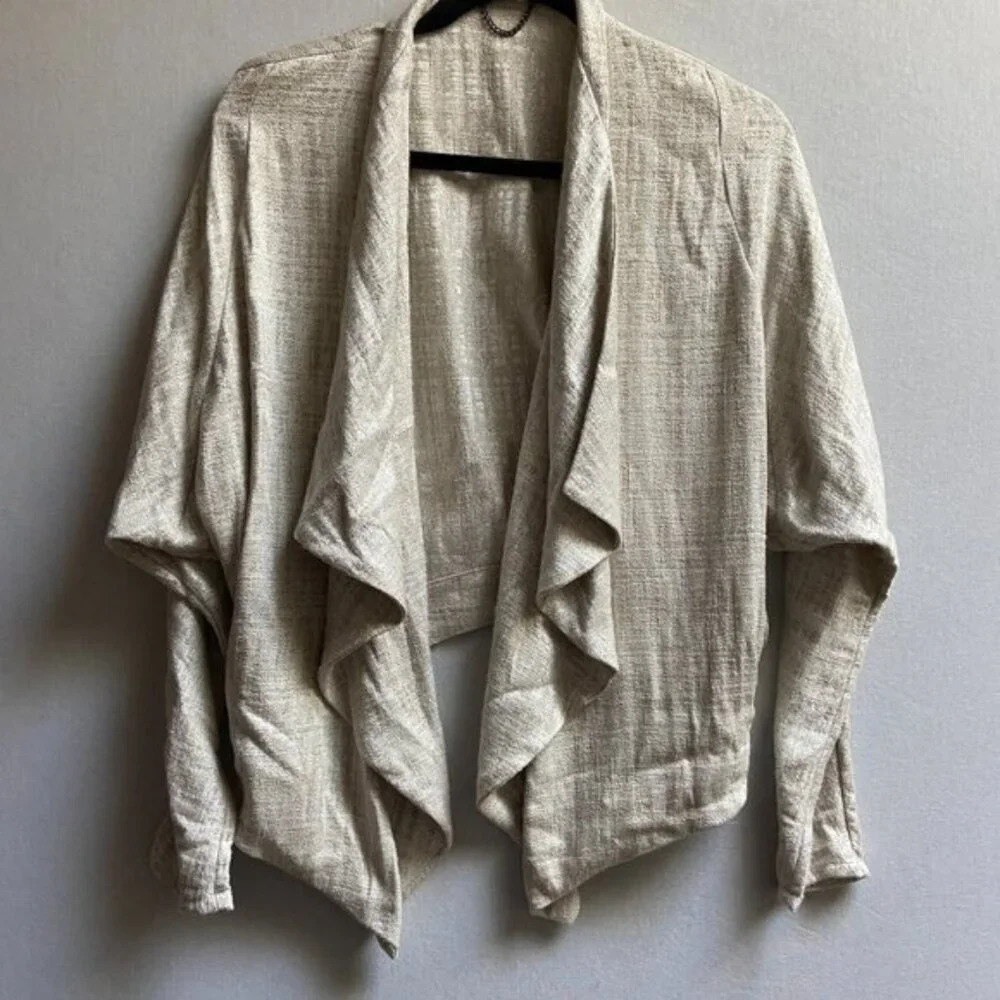 Neutral Draped Open-Front Women's Jacket - Beige